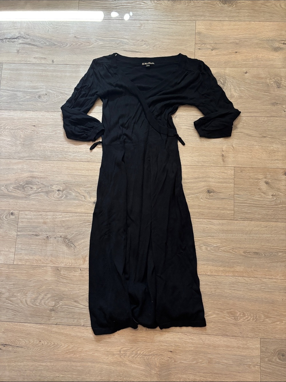 Vintage Forever Twenty One Black Women's Wrap-Style Midi Dress with belt - Picture 1 of 4